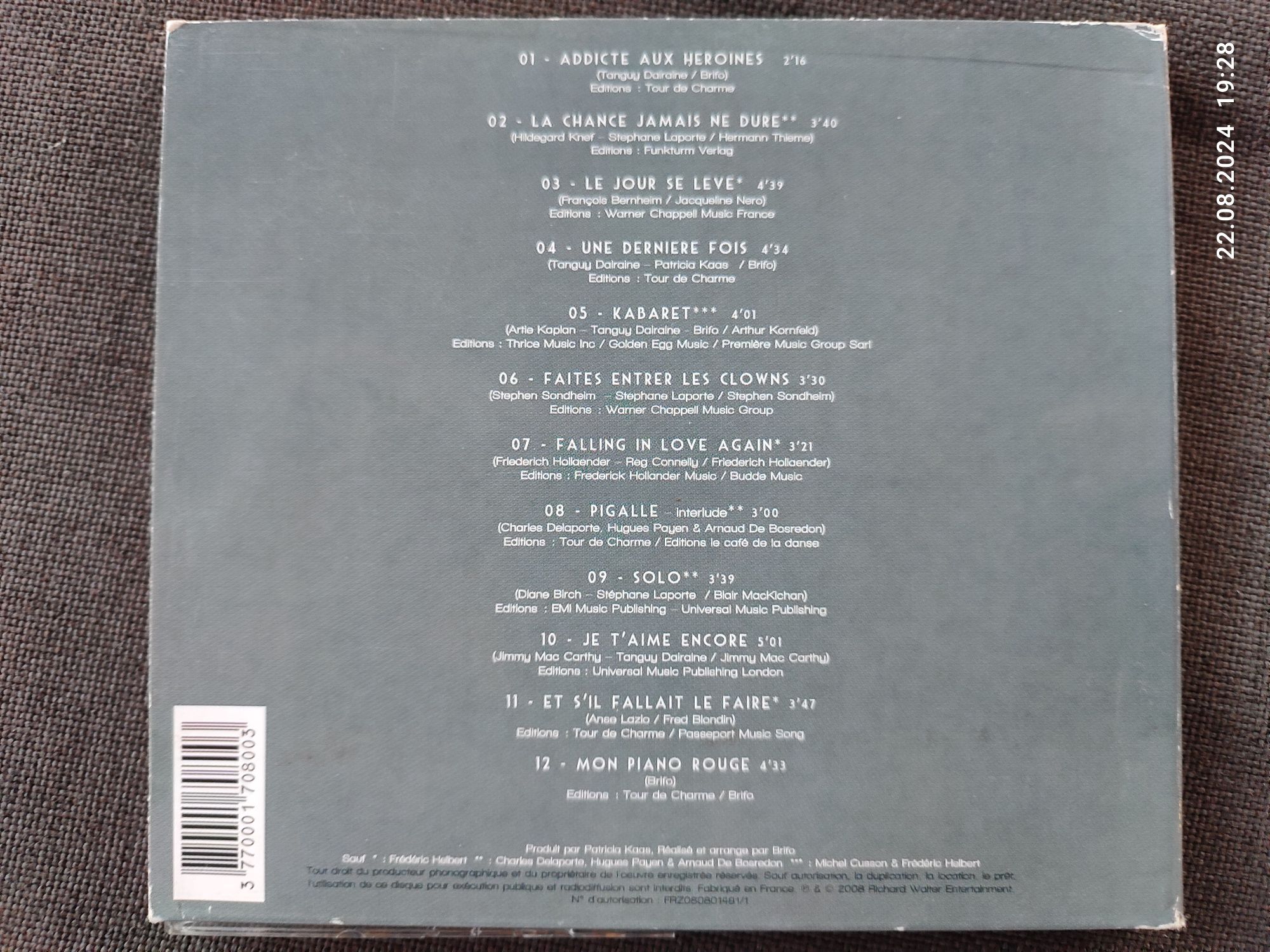 Patricia Kaas - Kabaret (CD) digipack, nośnik złoty przezroczysty