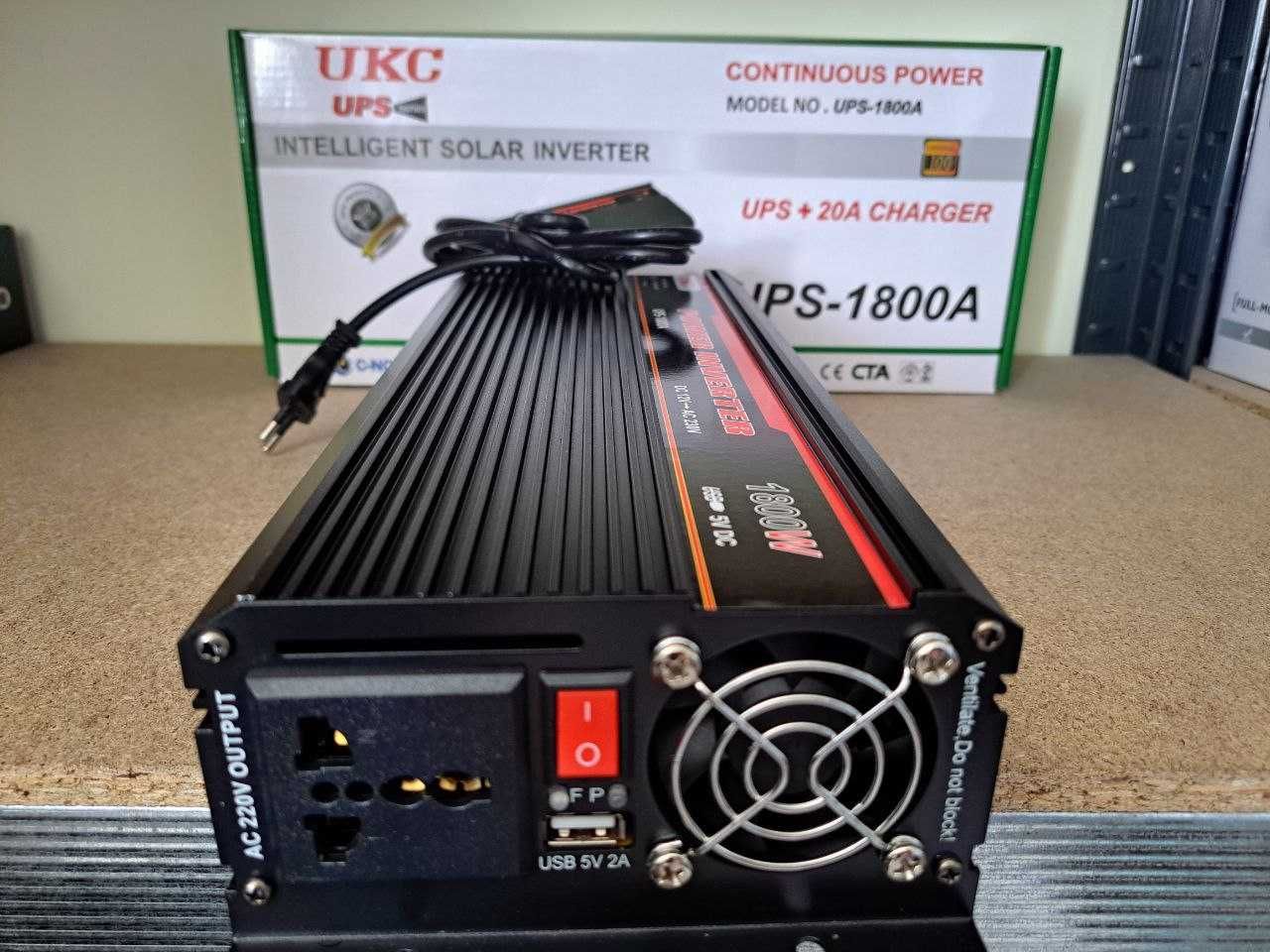 Инвертор с зарядным 20Ампер 12-220 1800w Інвертор Преобразователь