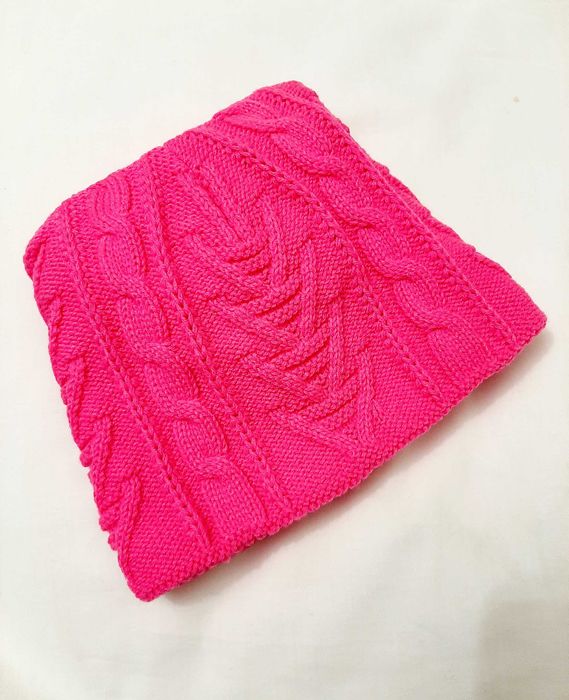 Тепла шапка зима/демі рожева, підкладка фліс, на дівчинку 4-10 років