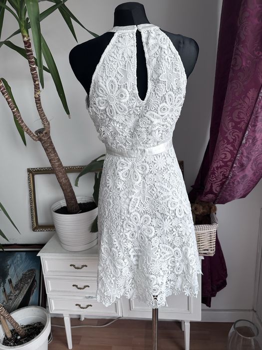Y.a.s. Yas Koronkowa sukienka mini kwiaty haft haftowana L 40 xl 42