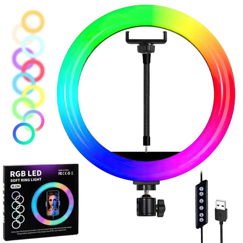 Лампа LED для селфі кільцева світлодіодна RGB 3D 26