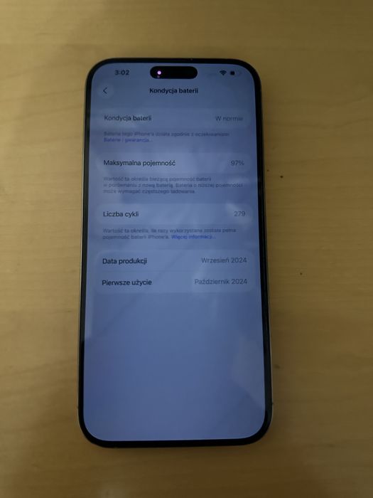 iPhone 16 Pro Max 256GB Natural Titanium – stan idealny, 97% bateria