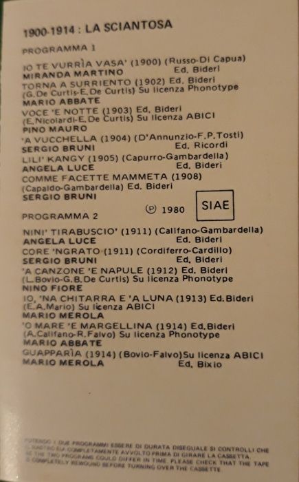 Cassetes musica Italiana antiga