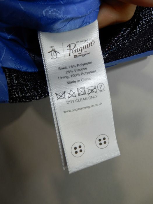 Kamizelka garniturowa elegancka wzór szara niebieska Penguin 44 R