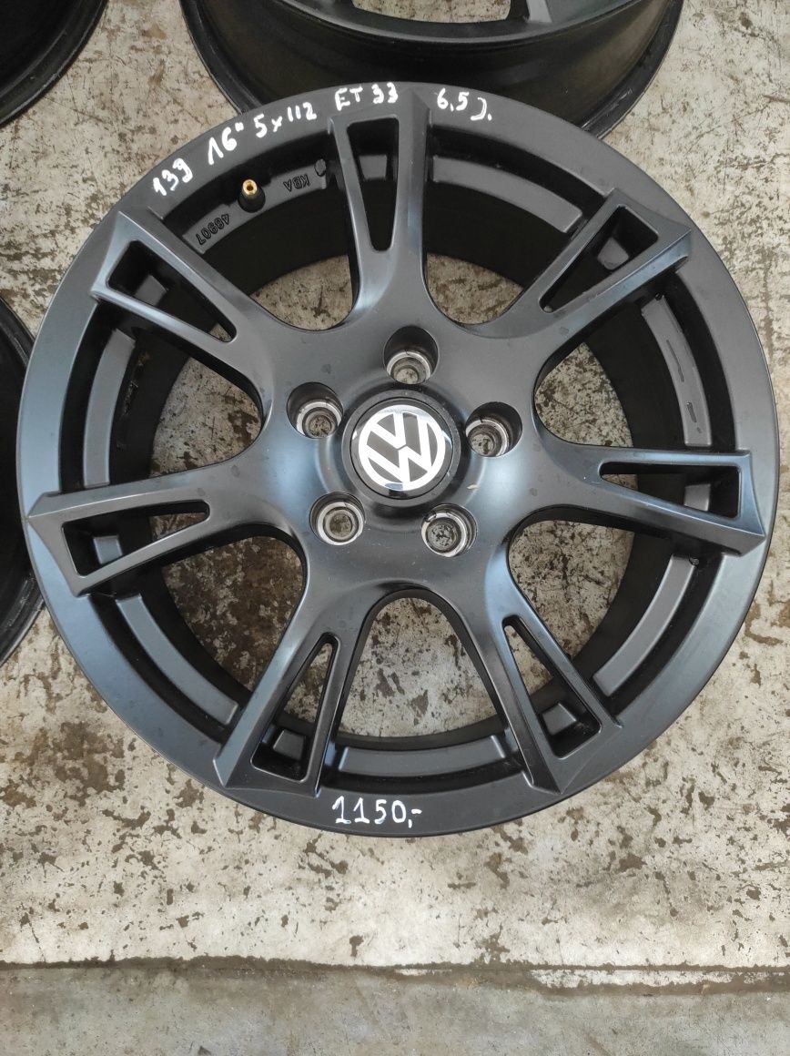 139 Felgi aluminiowe VW VOLKSWAGEN R 16 5x112 Bardzo Ładne Czarne