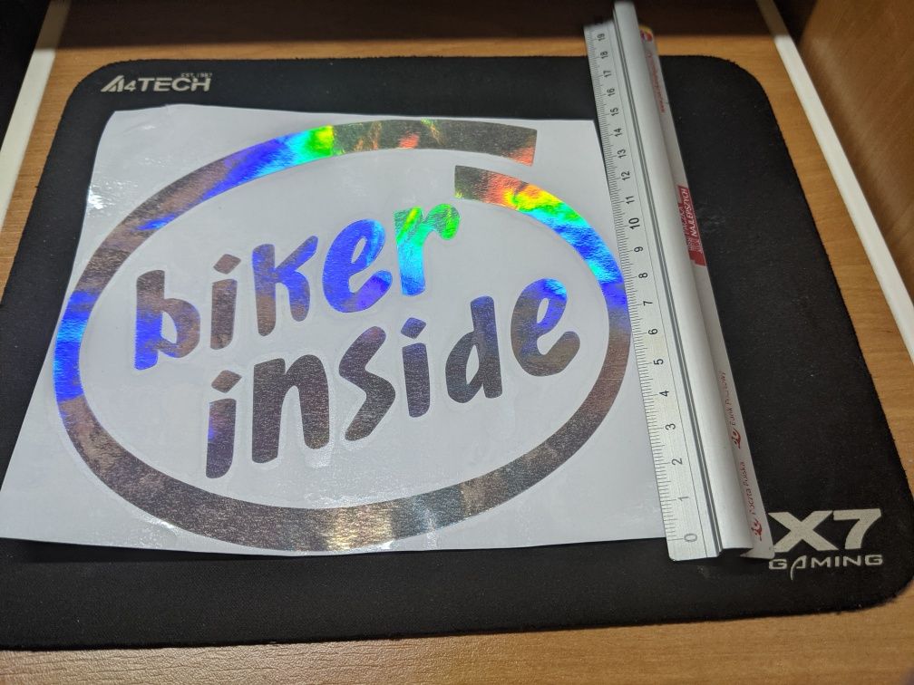 Duża naklejka hologram biker inside