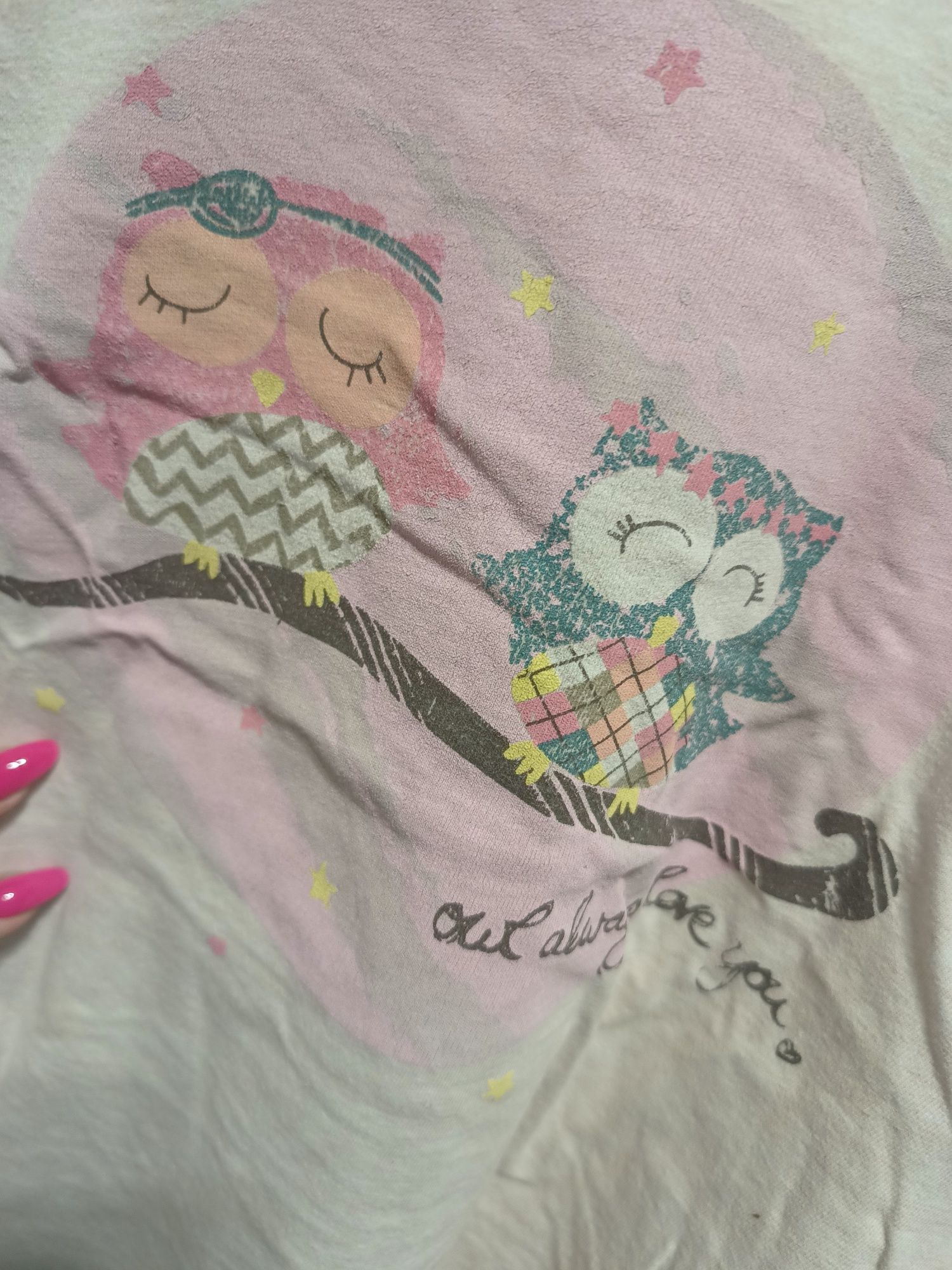 Koszulka top do spania podomka piżama M sowy owls