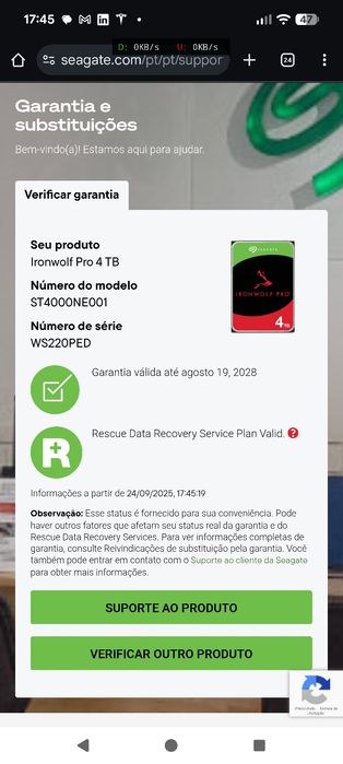 Seagate Iron wolf pro 4 Tb c/ garantia + Rescue Data Recovey