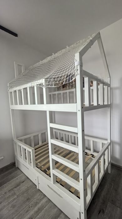 Łóżko piętrowe, domek, szuflady + gratis