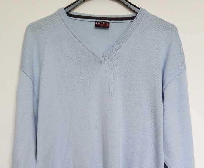 Męski błękitny sweter w serek Venerdi XL stan bdb