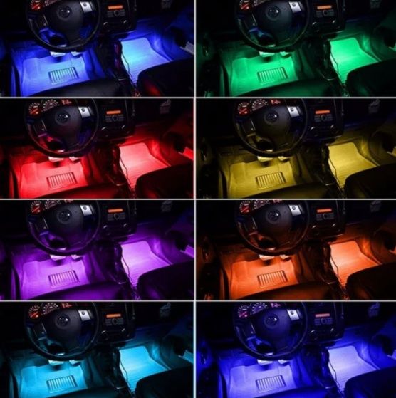 Cветодиодная RGB лента для подсветки салона автомобиля с пультом ДУ 4