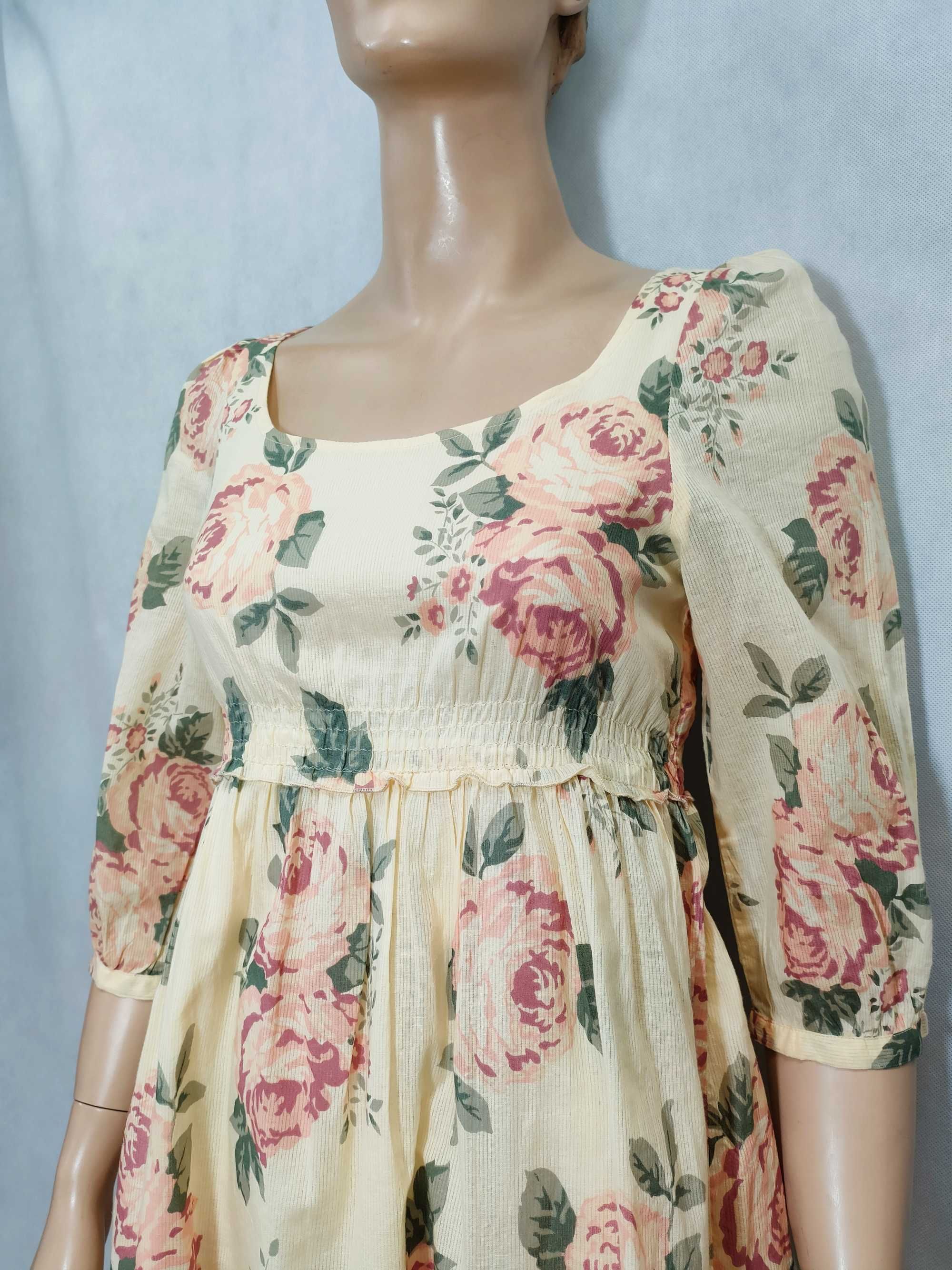 Sukienka casualowa bawełniana w kwiaty 34 XS SU0295