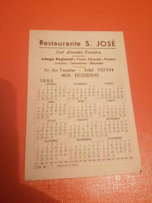 Calendário de bolso (1985) | Flores