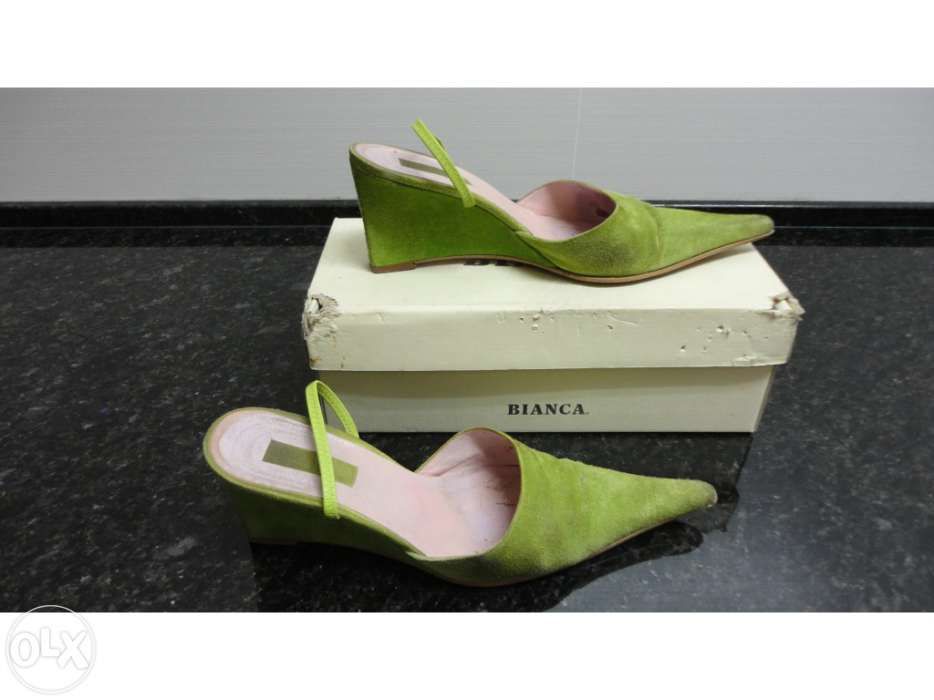 Sapatos de senhora em camurça verdes Bianca