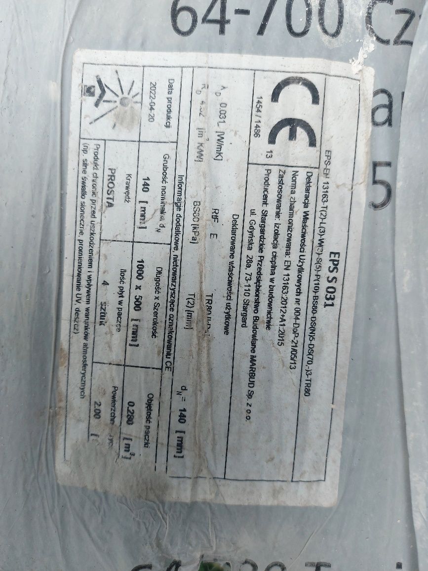 Styropian grubość 80mm i 140m