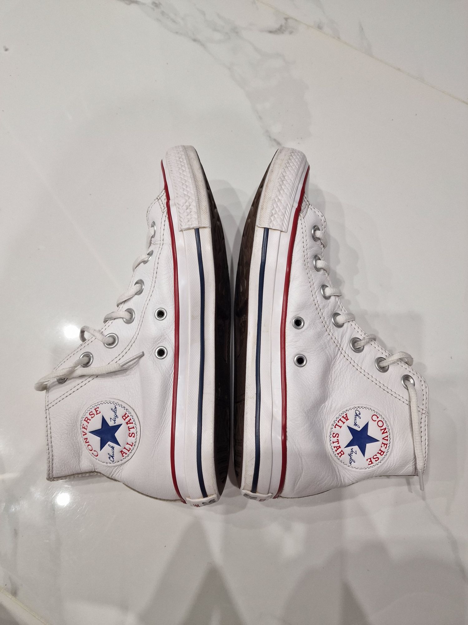 Skórzane białe trampki converse all star wysokie 39