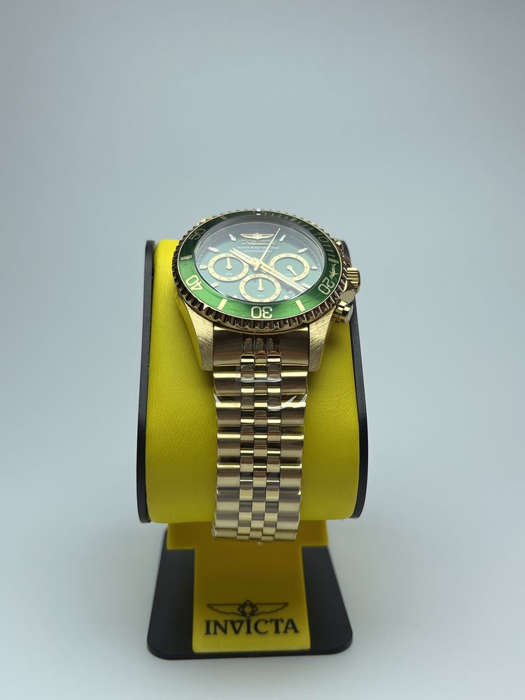 Invicta 48383, чоловічий золотистий годинник, інвікта хронограф