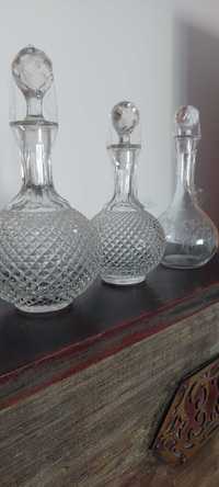 Tres garrafas tampa cristal antigas vidro