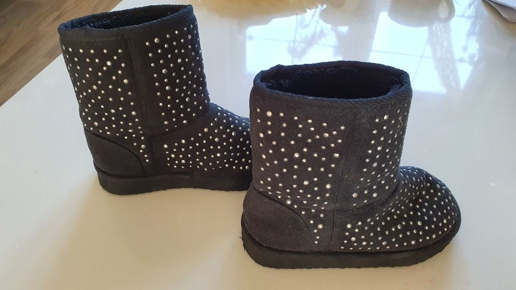 Kozaki typu ugg zimowe z cekinami długość podeszwy 21cm