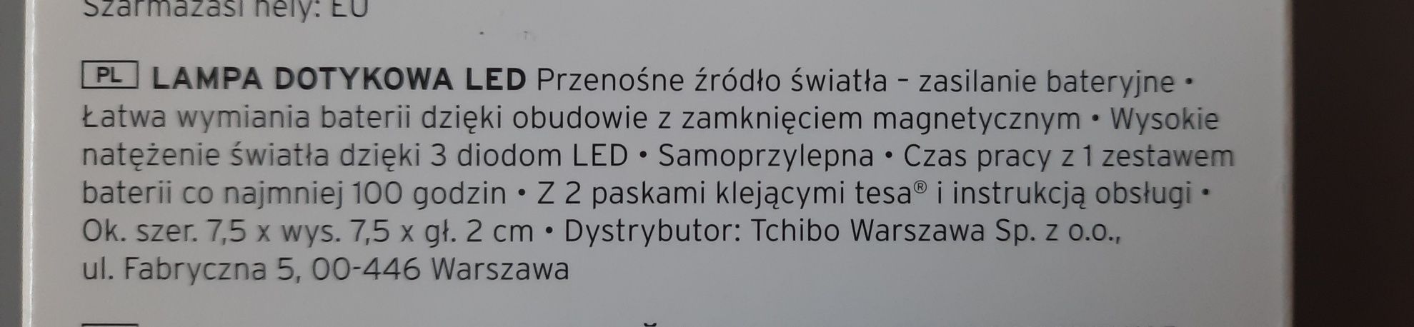 Lampa dotykowa LED