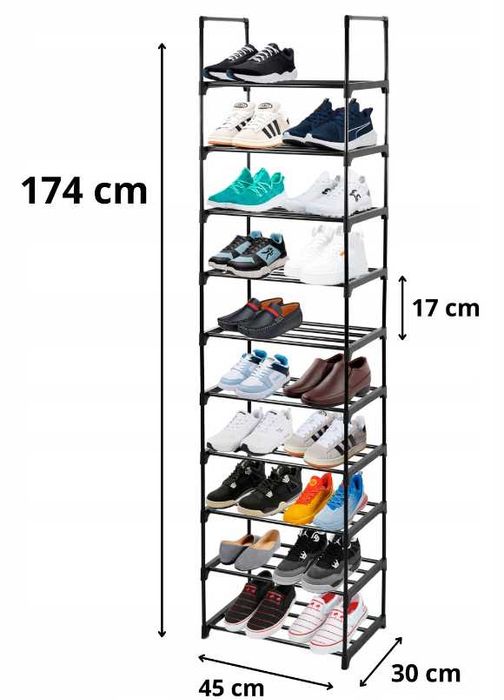 Czarny stojak na buty metalowy, wystrój wnętrz, praktyczny, stabilny