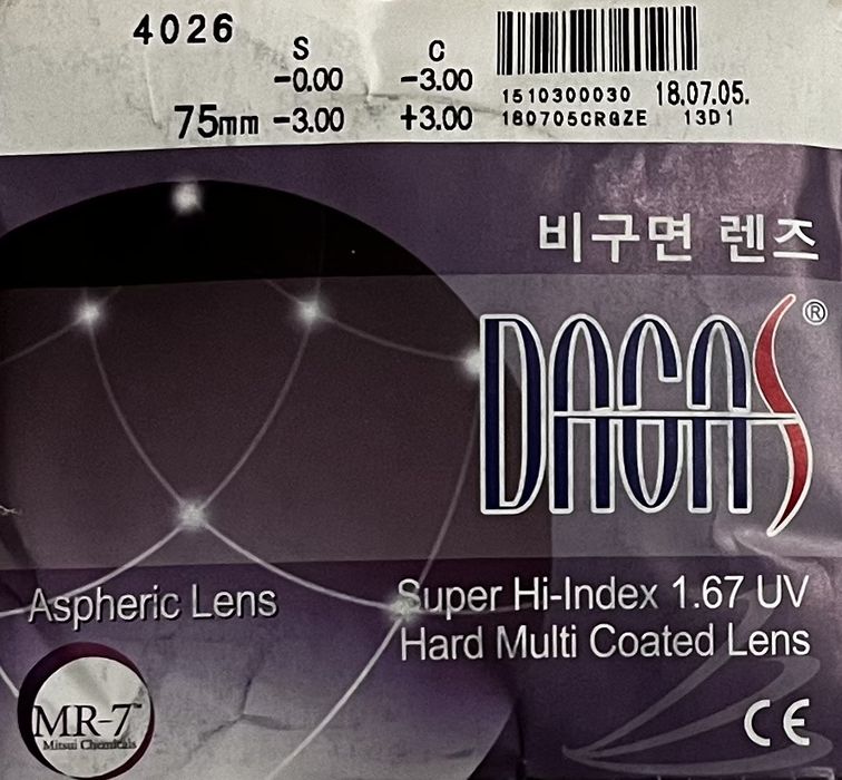 Лінзи астигматичні тонкі Dagas