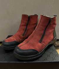 Buty zimowe 39 ILVES skórzane ocieplane z kolcami czerwone botki