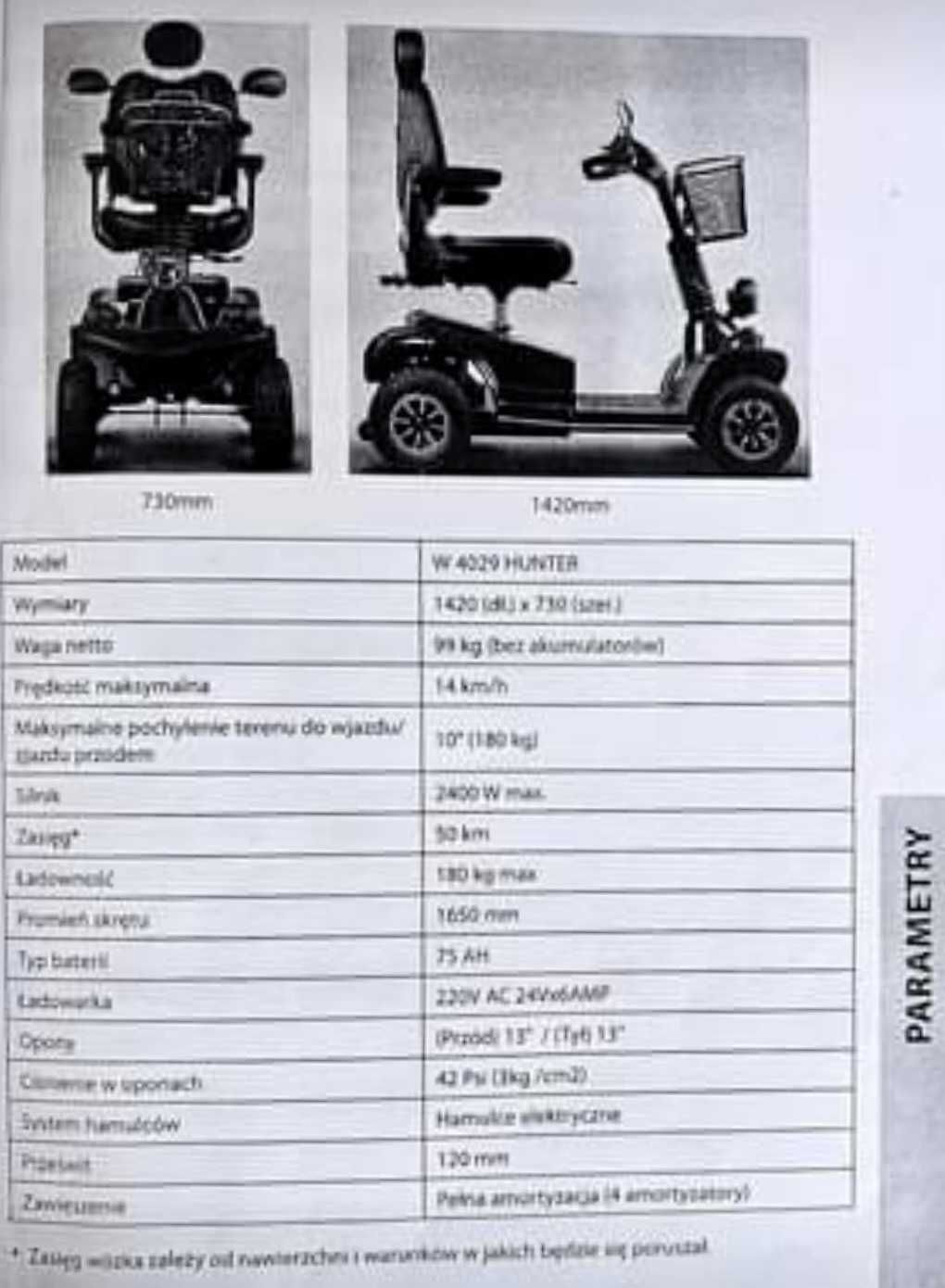 Sprzedam elektryczny wózek inwalidzki 4 kołowy