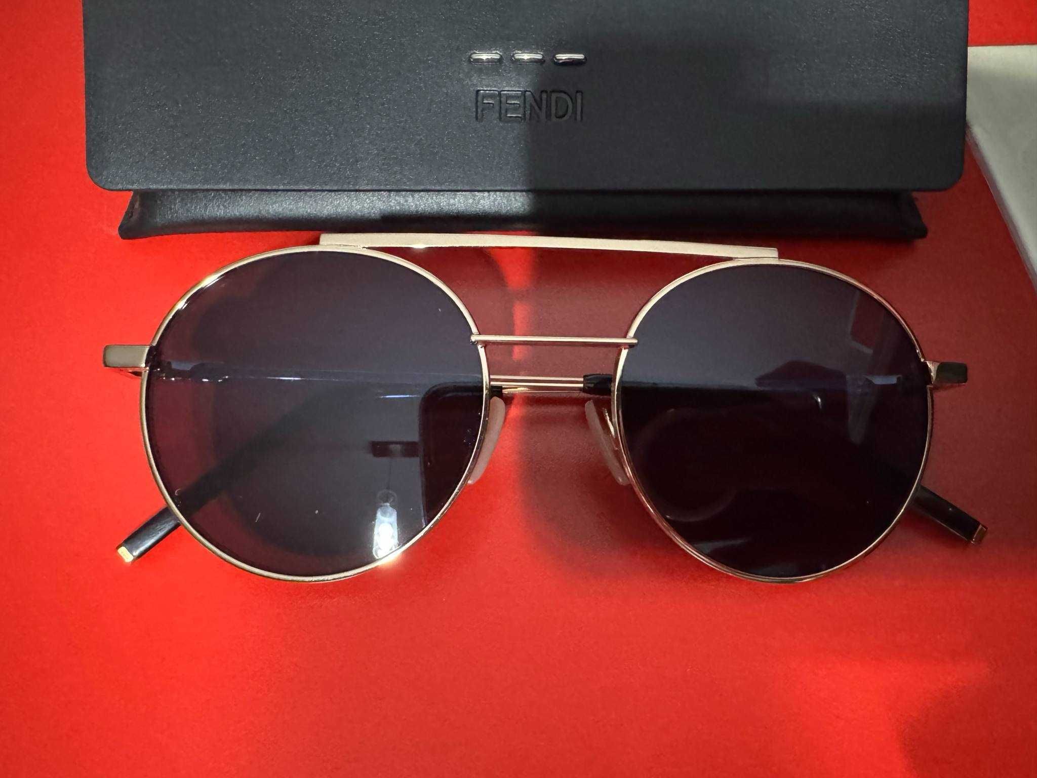 Okulary FENDI FF0221S - Zlote z granatowymi szklami - JAK NOWE!