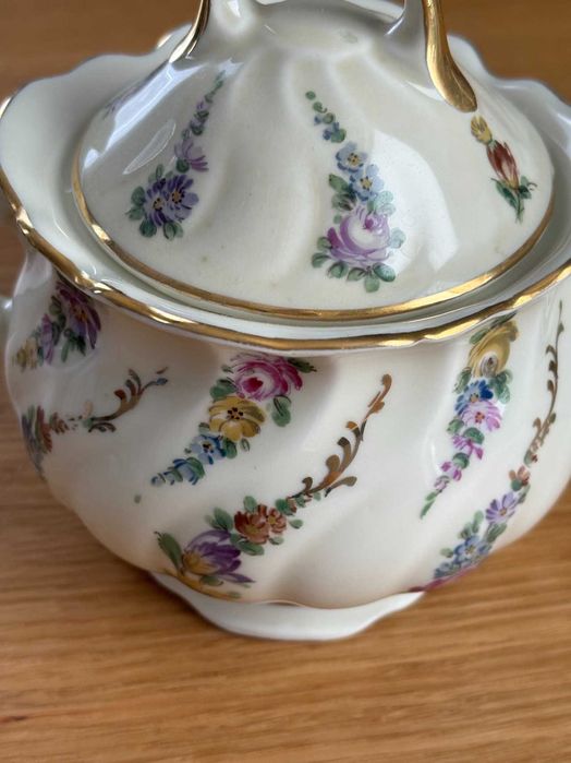 Cudo! Ręcznie malowany środek stołu Mitterteich garnitur dzbanek cukie