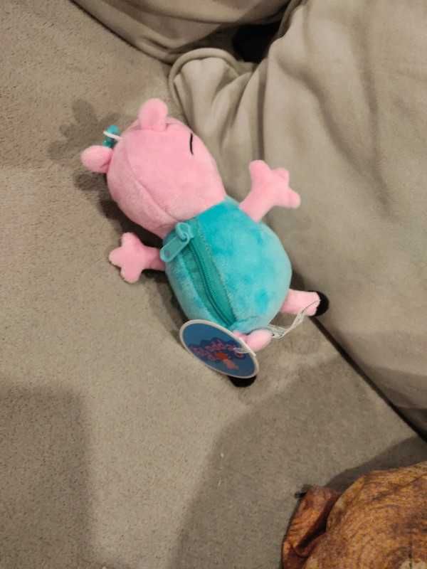 Nowy pluszowy Tata Świnka Peppa brelok zawieszka przypinka z zamkiem