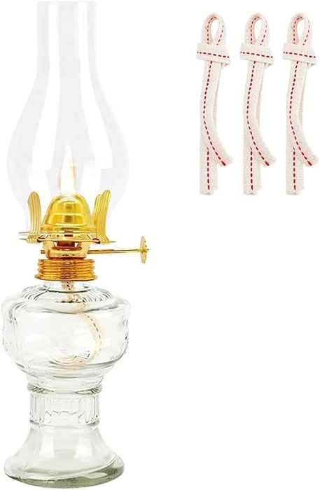 Klasyczna lampa naftowa 32cm szklana z regulowanym płomieniem l-555