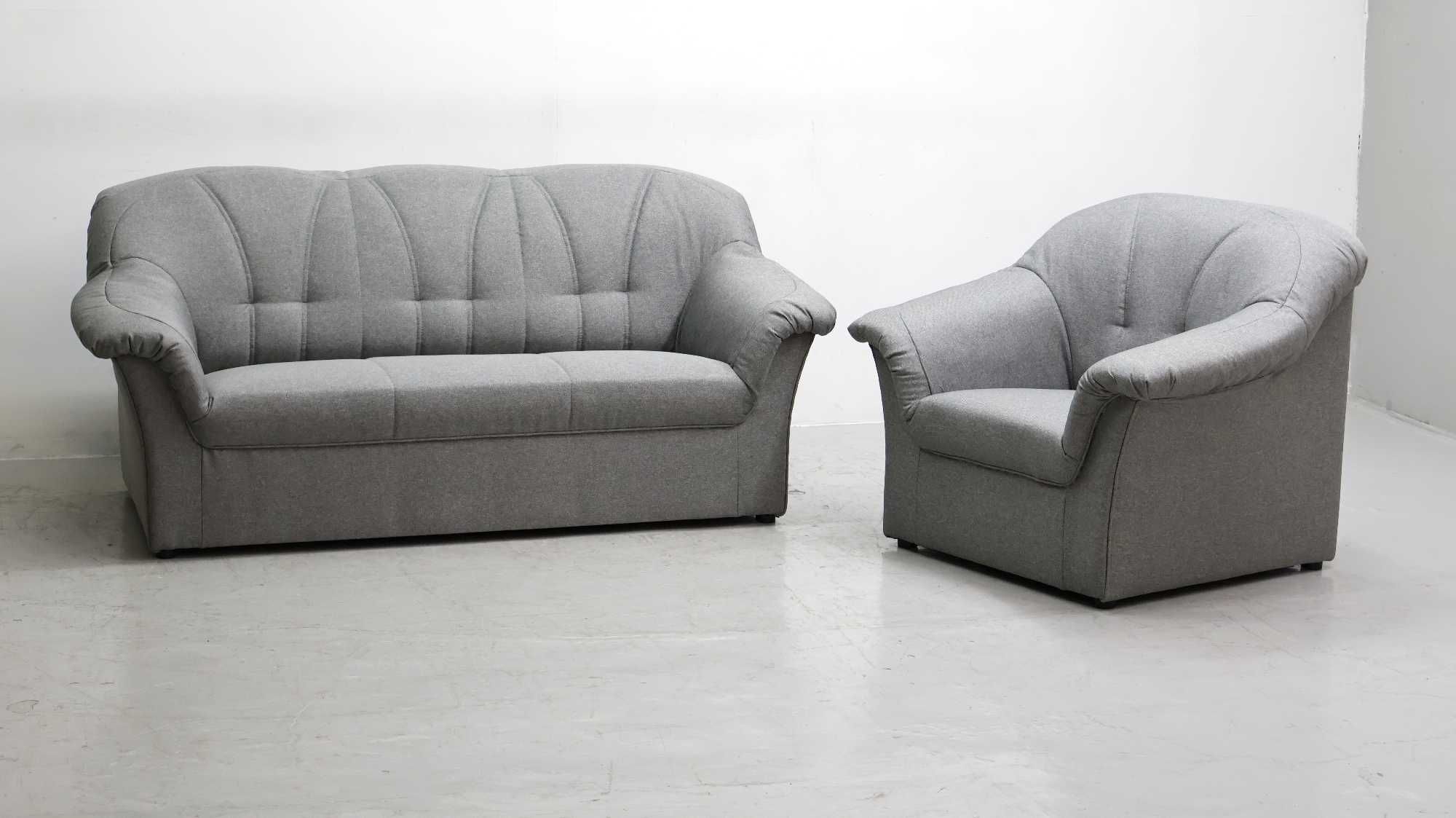 SEO nowy komplet 3+1 SOFA KANAPA zestaw z szara tkanina - salon