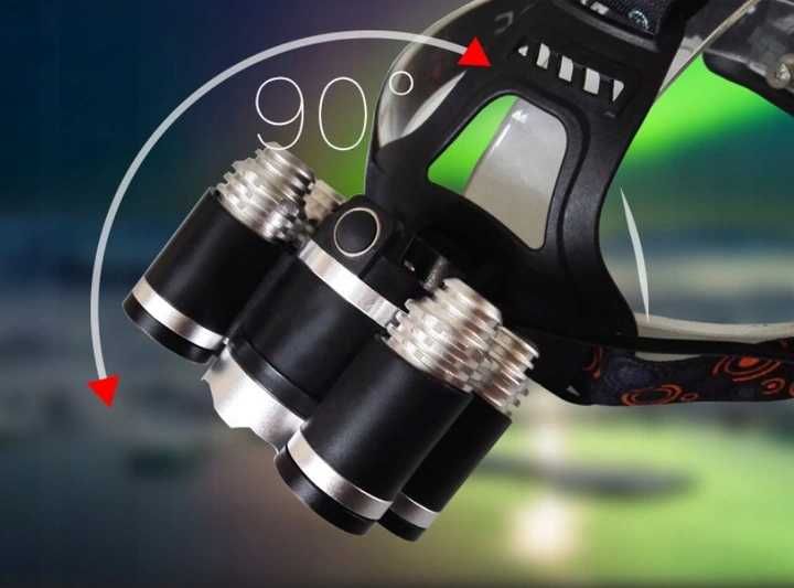 Latarka czołowa led zoom cree xm-l t6 5 x led cree