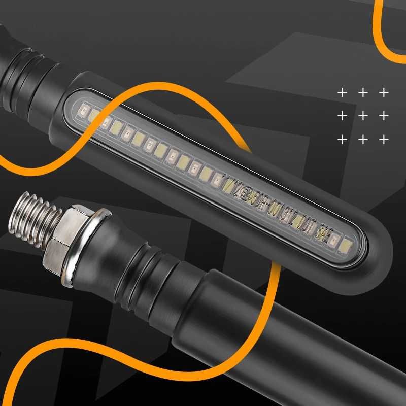 Conjunto piscas dinâmicos LED longos luz presença branca vermelha