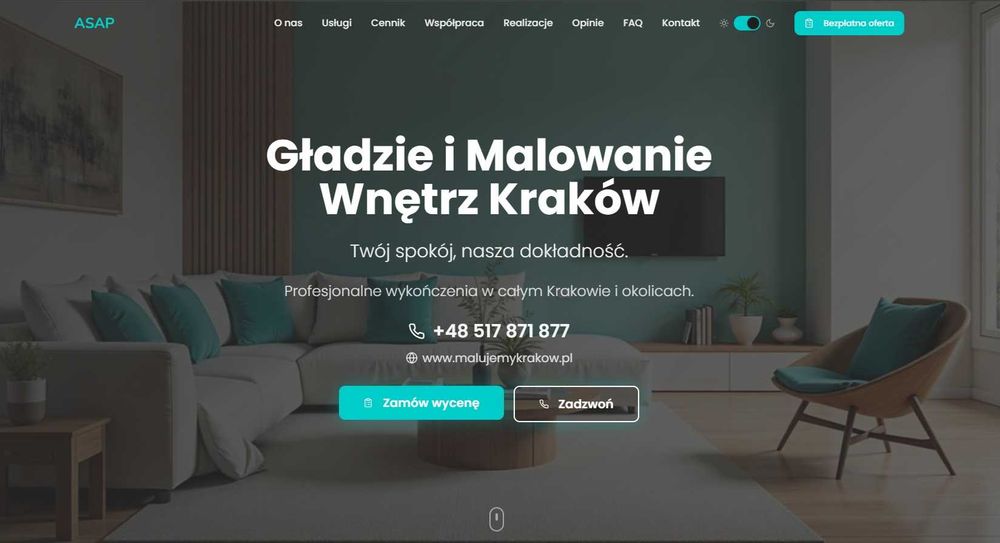 Wykończenie wnętrz – gładzie, malowanie mieszkań domów Kraków Okolice