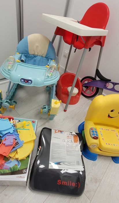 Zabawki dla dzieci / rowerek , chodzik, krzesełko interaktywne, całość