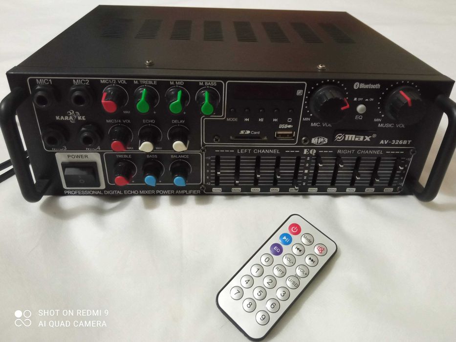 Підсилювач потужності звуку MAX AV-326BT Bluetooth КАРАОКЕ, еквалайзер