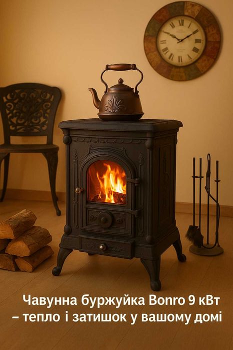 Буржуйка чугун / камин / печь / 9 кВт  отопление до 90 м2 / котел