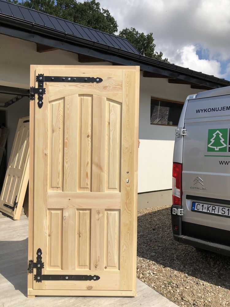 Drzwi zewnętrzne drewniane OD RĘKI 99x205 Cała Polska