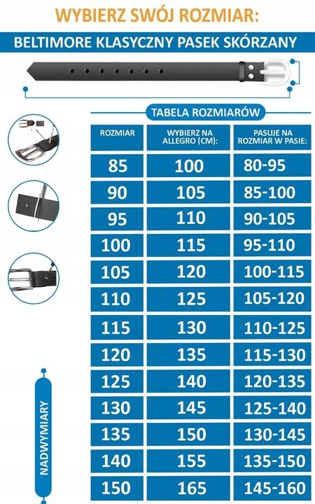 Pasek Do Spodni Męski Szeroki Skórzany Czarny R100