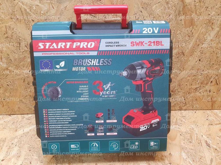 Гайковерт аккумуляторный START PRO SWK-21BL момент 420 Нм,