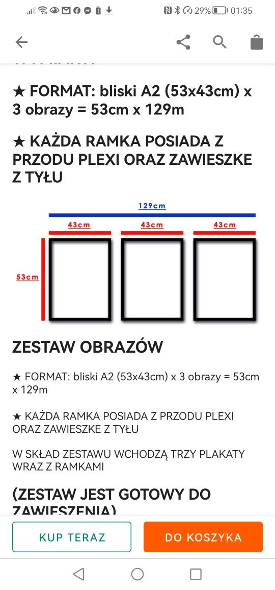 Obrazy tryptyk 3  pióra złote zielone w czarnej ramię