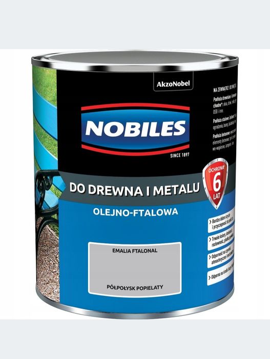 Farba Nobiles 10L olejno ftalowa półpołysk popielaty ral7047