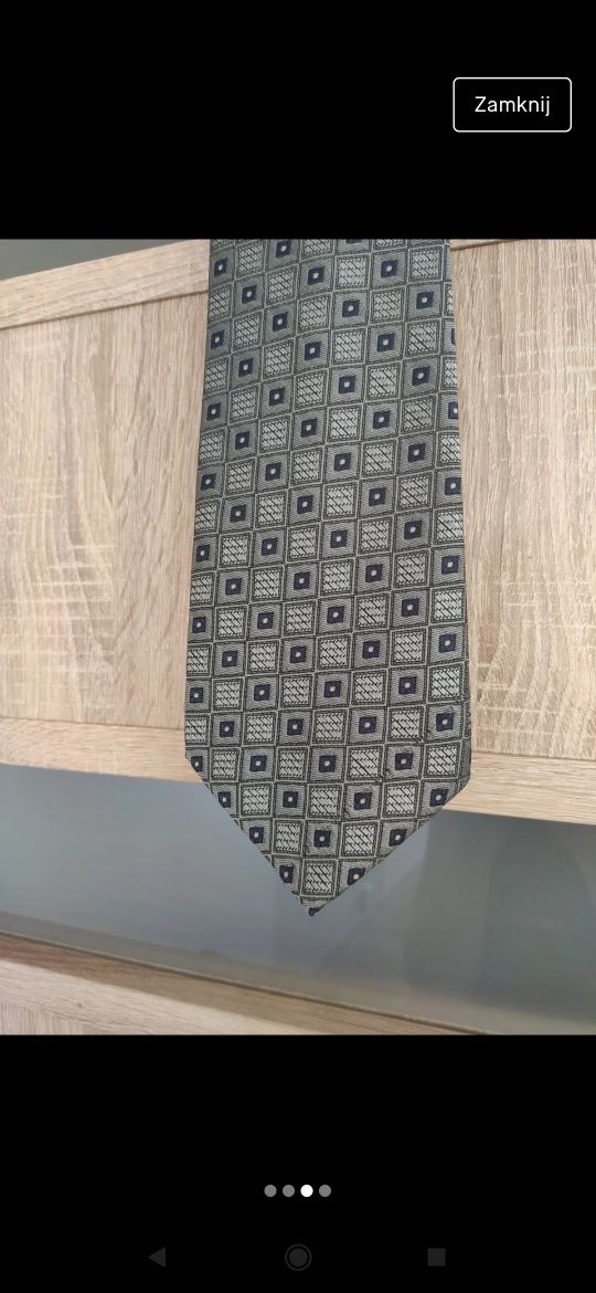 Szary stalowy srebrny krawat Vintage