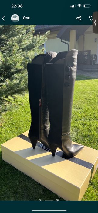 Жіночі чорні шкіряні чоботи Aniye By