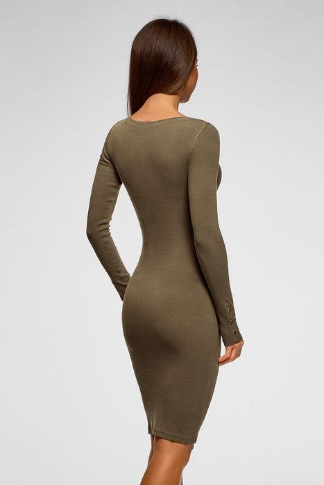 Сукня в рубчик кольору олива. Платье в рубчик трикотаж оливкового цвет