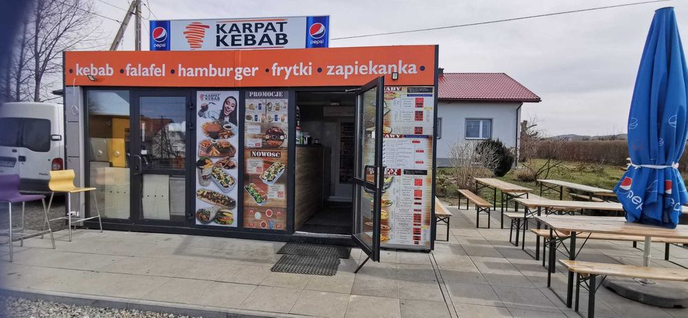 Pawilon/kontener gastronomiczny kebab bar, w pełni wyposażony 6 x 3,20