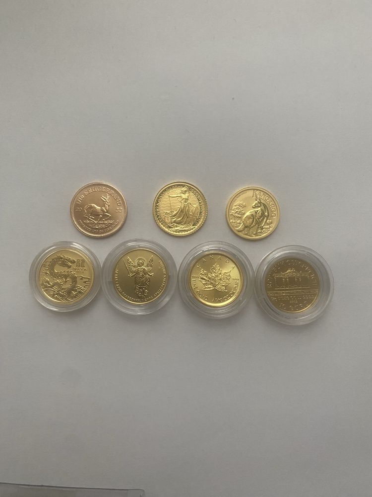 Золоті інвестиційні монети Крюгерранд, Кенгуру, Кленовий лист 1/10 oz