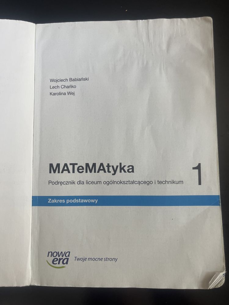 Matematyka klasa 1 zskres podstawowy Nowa Era